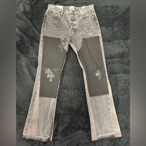 Gallery Dept Gray Flare Jeans with Cross Accents